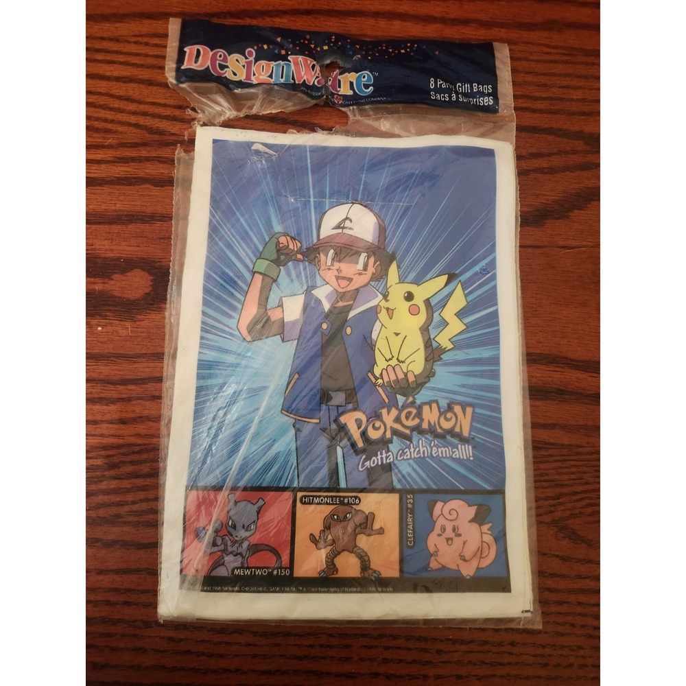 Vintage DesignWare 1999 Pokemon Birthday Party Favor Gift/Loot Bags 6/8‎ Pack